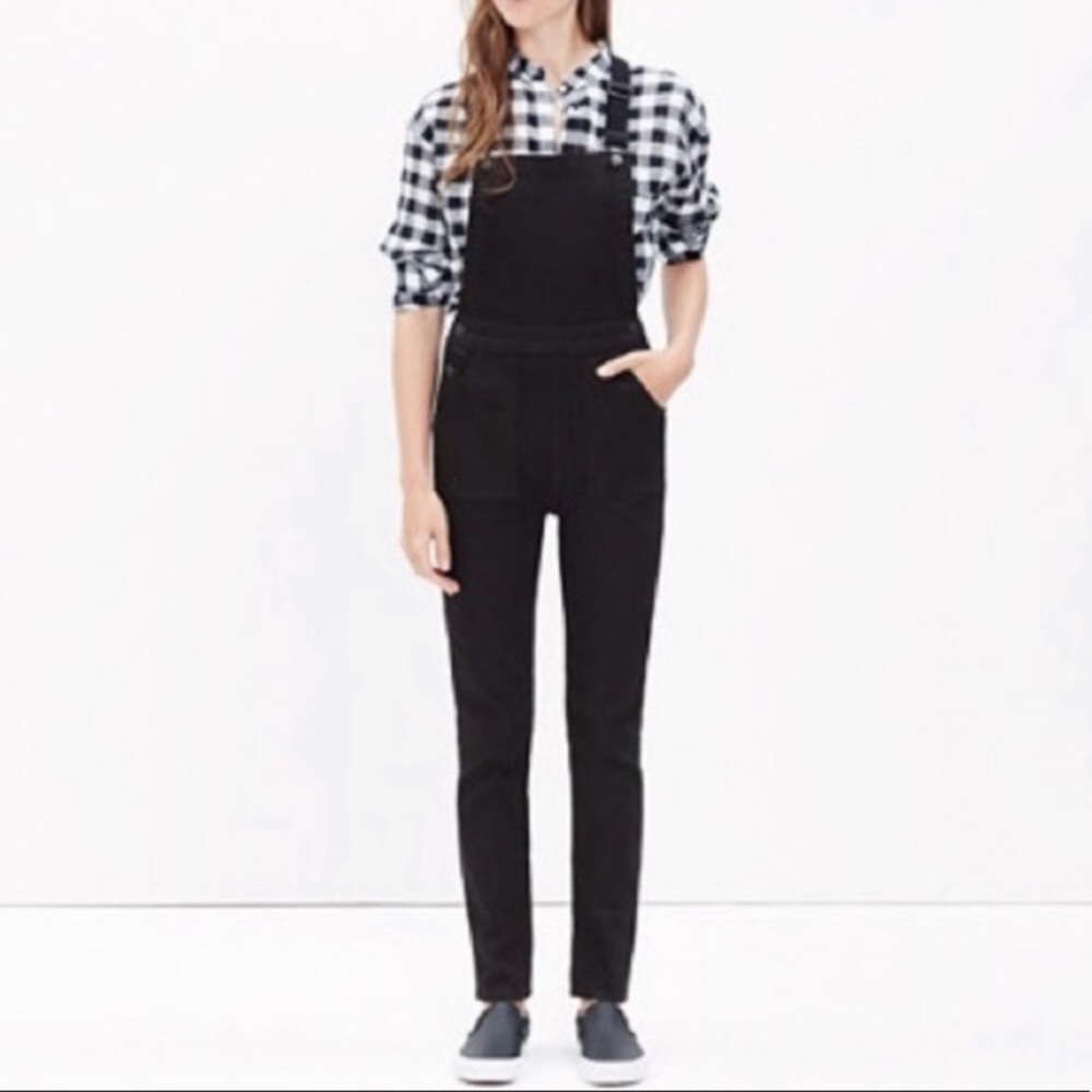 Madewell black high rise overalls straight leg